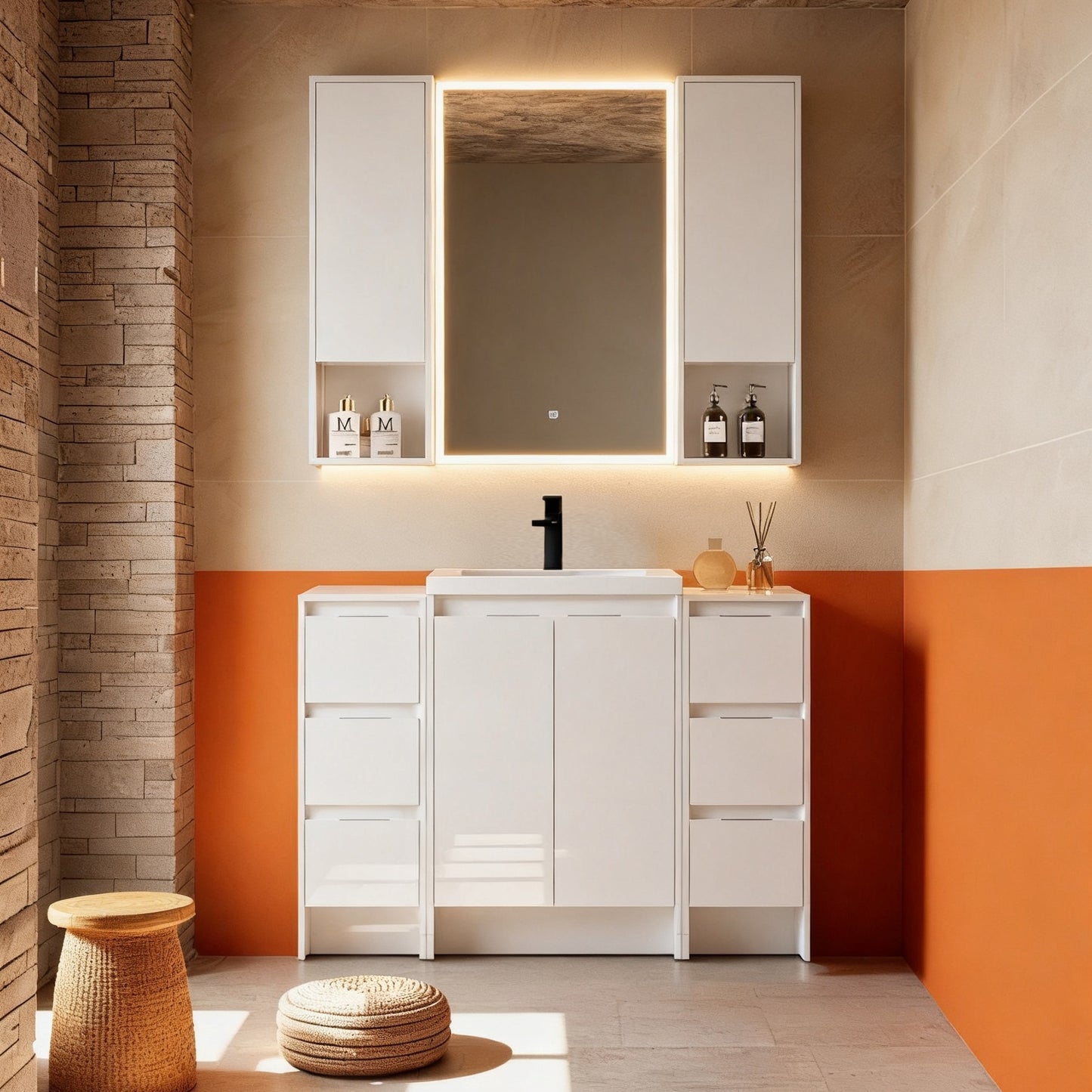 Cube 48" Freestanding Vanity with Wall Cabinets (RTA)