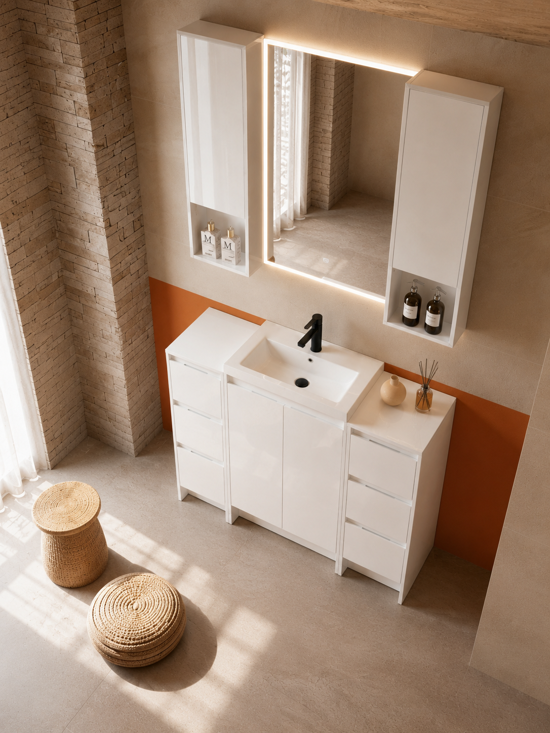 Cube 48" Freestanding Vanity with Wall Cabinets (RTA)