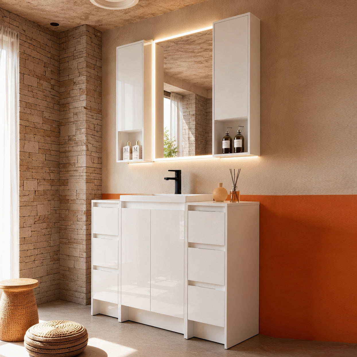 Cube 48" Freestanding Vanity with Wall Cabinets (RTA)