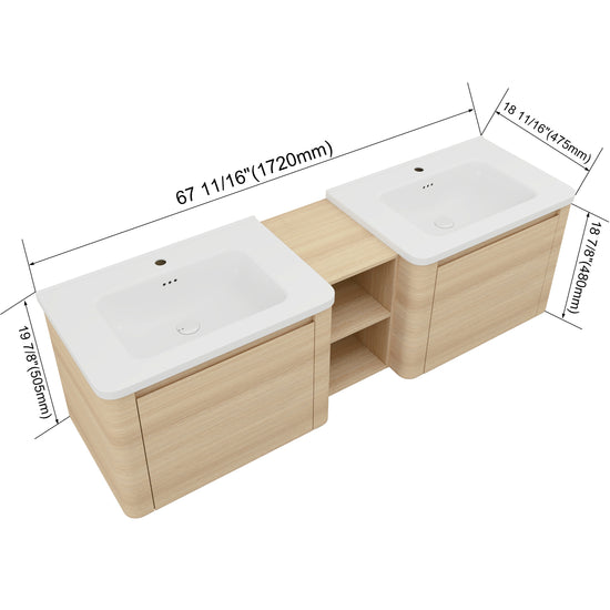 Curvo 24"/28"/36"/40"/60"/68" Floating Vanity (RTA)
