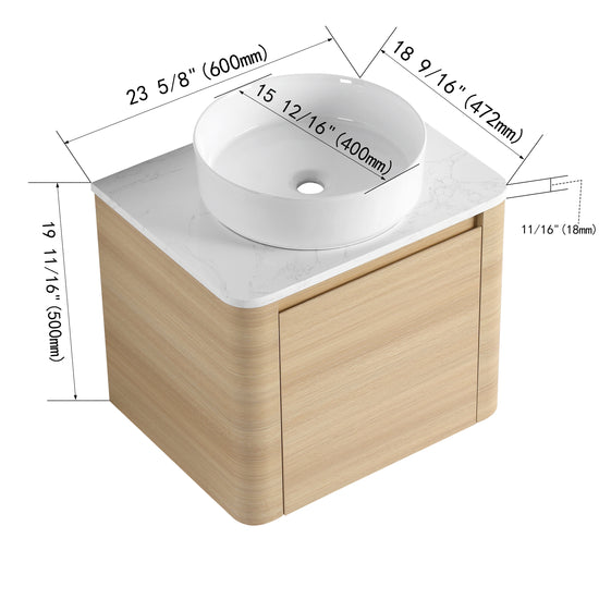 Curvo 24"/36"/48"/60" Floating Vanity with Ceramic Sink (RTA)