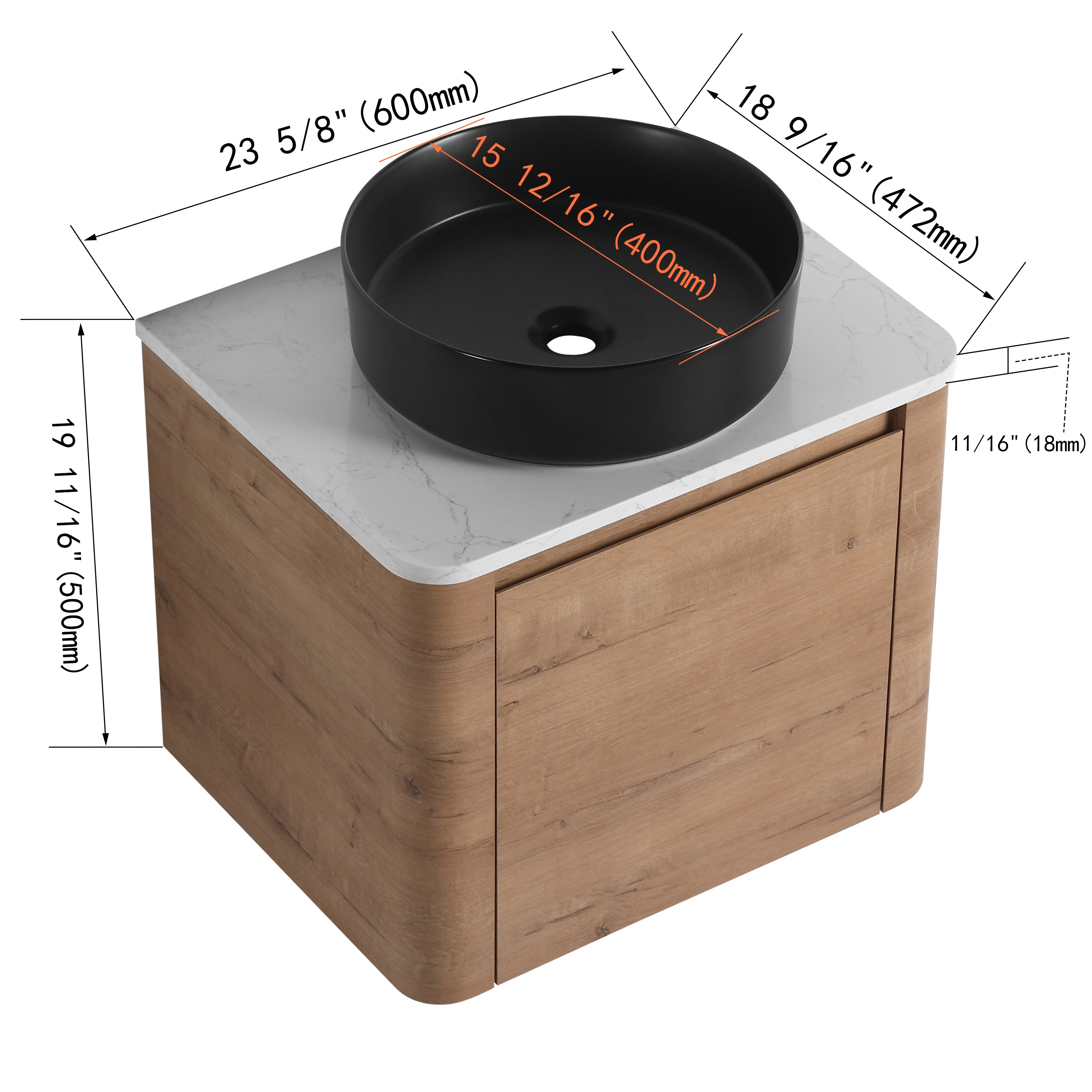 Curvo 24"/36"/48"/60" Floating Vanity (RTA)
