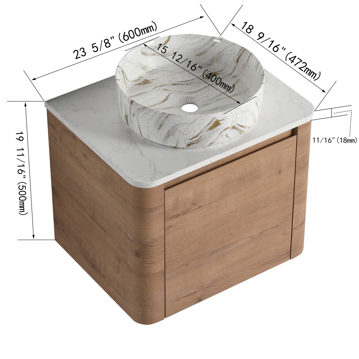 Curvo 24"/36"/48"/60" Floating Vanity (RTA)