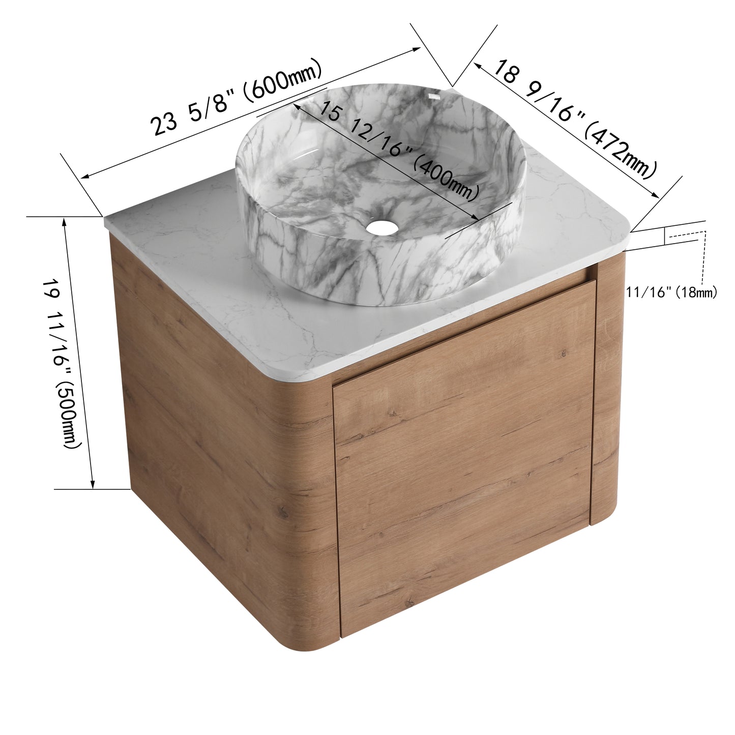 Curvo 24"/36"/48"/60" Floating Vanity (RTA)