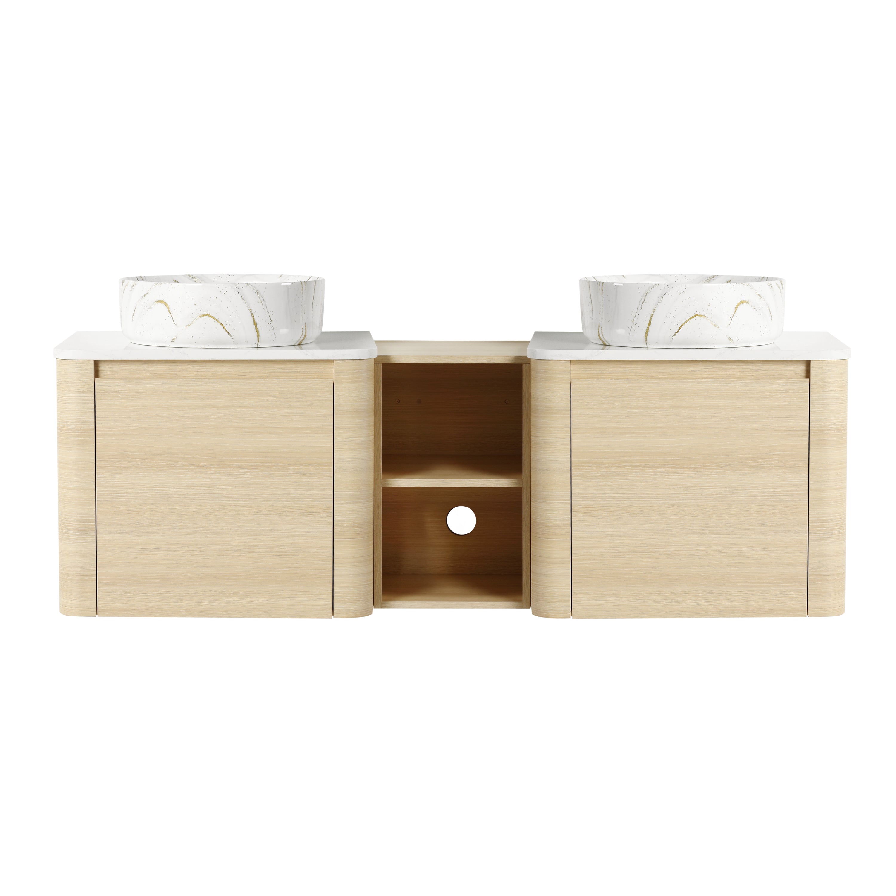 Curvo 24"/36"/48"/60" Floating Vanity with Ceramic Sink (RTA)