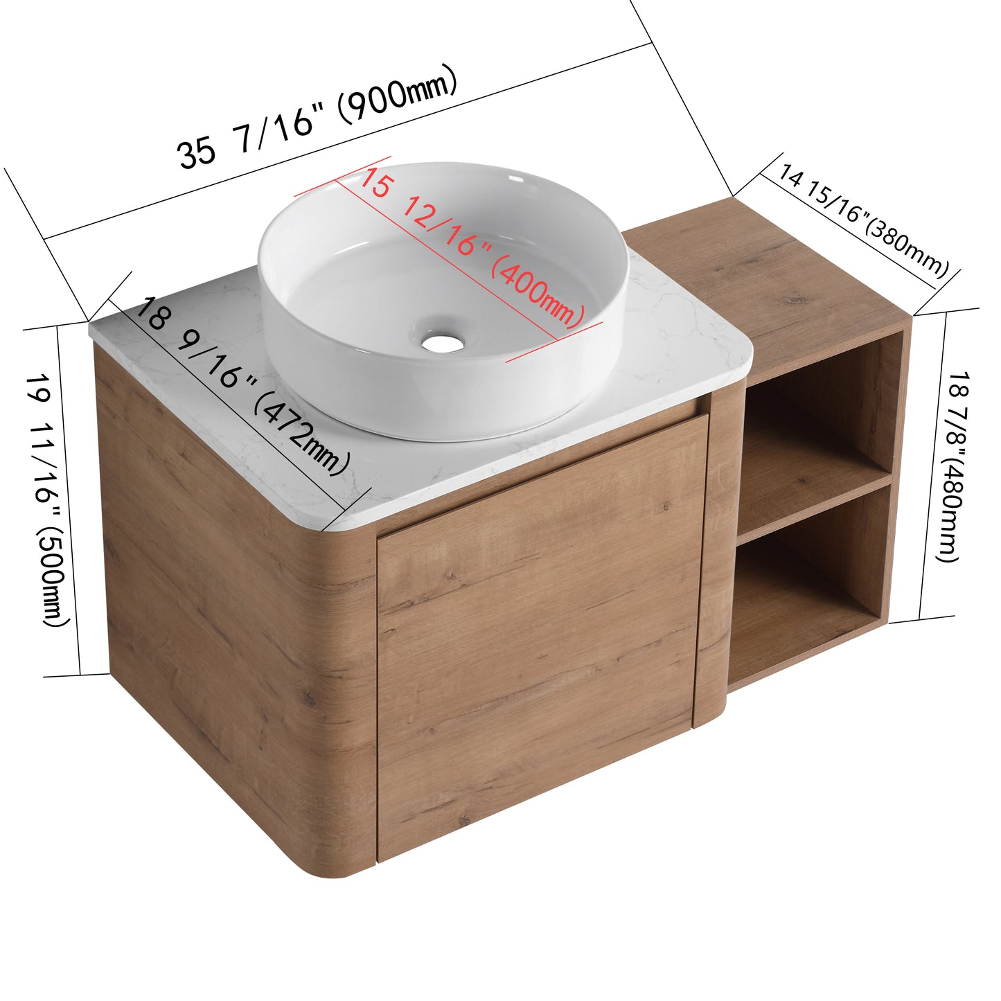 Curvo 24"/36"/48"/60" Floating Vanity (RTA)