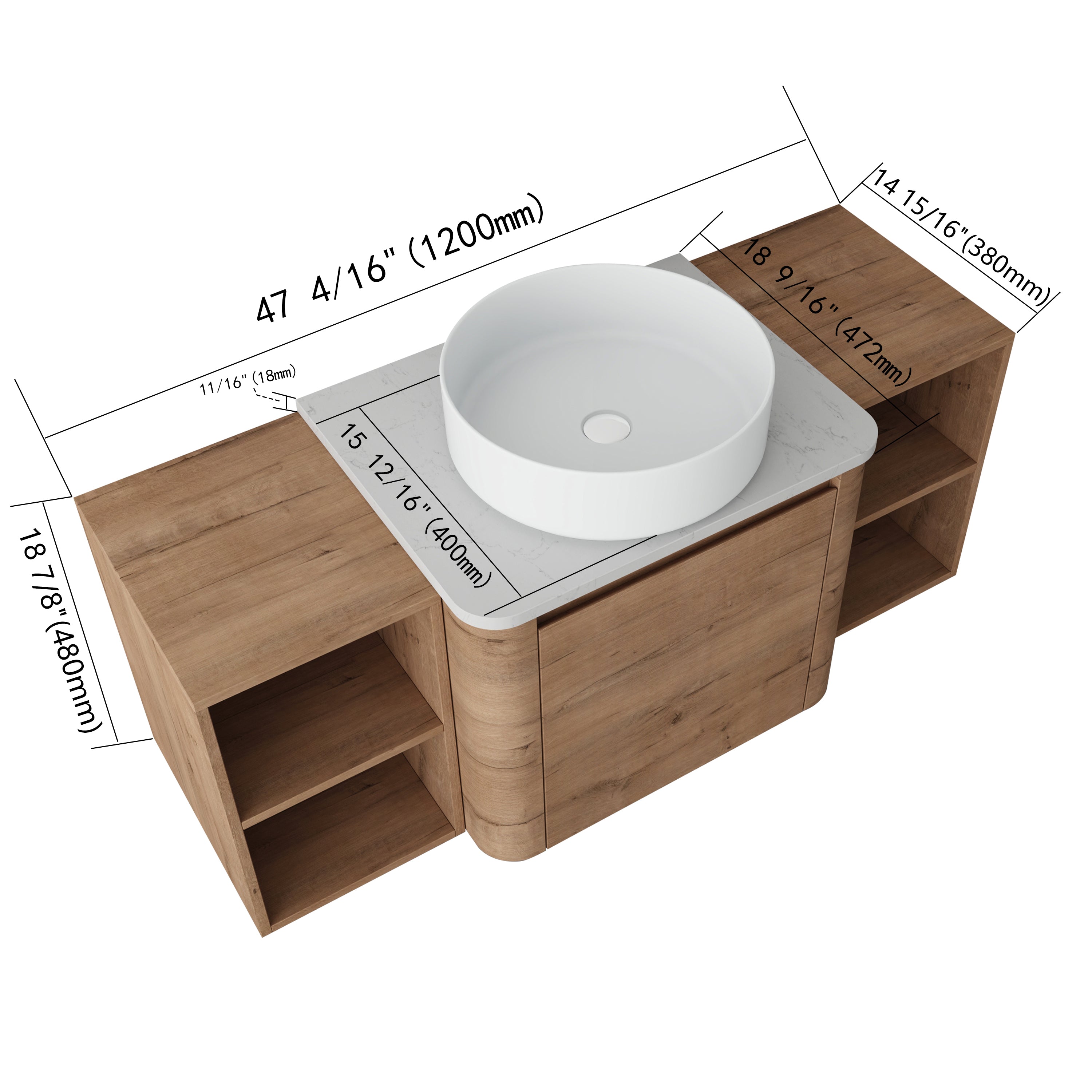 Curvo 24"/36"/48"/60" Floating Vanity (RTA)