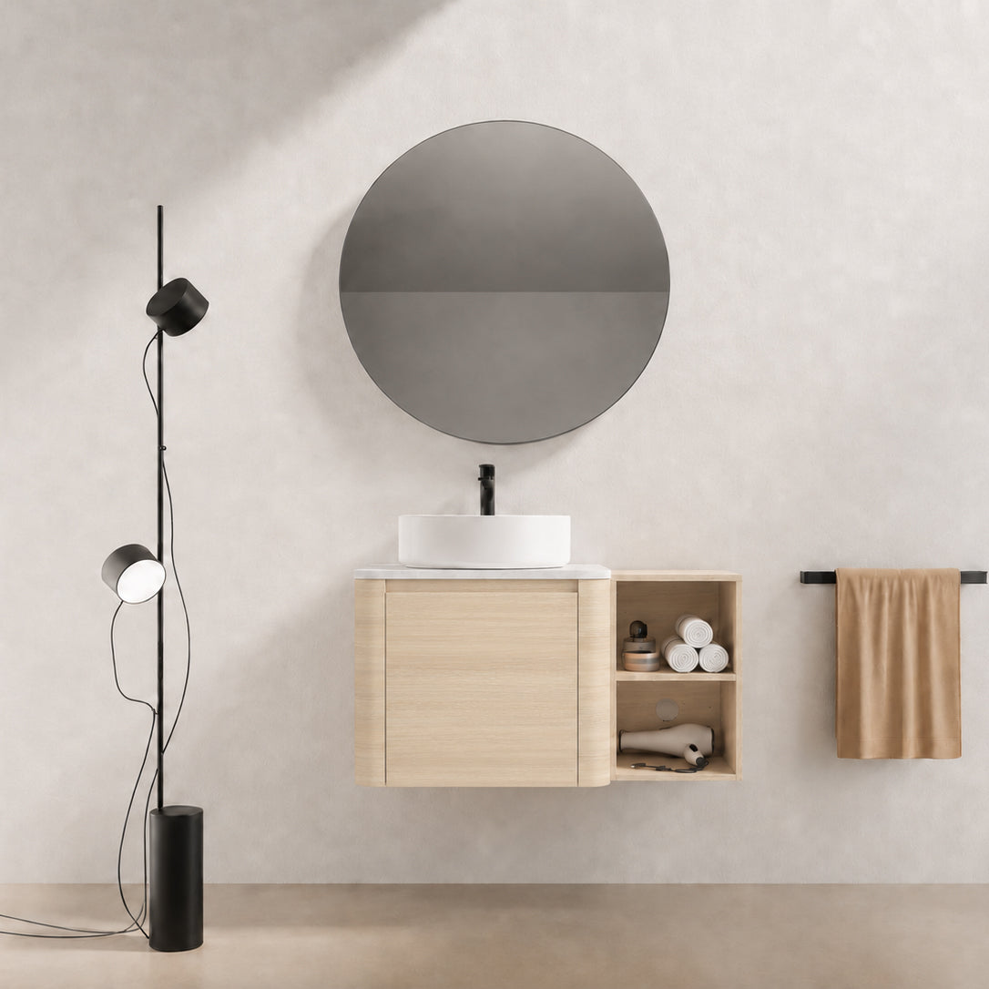 Curvo 24"/36"/48"/60" Floating Vanity with Ceramic Sink (RTA)