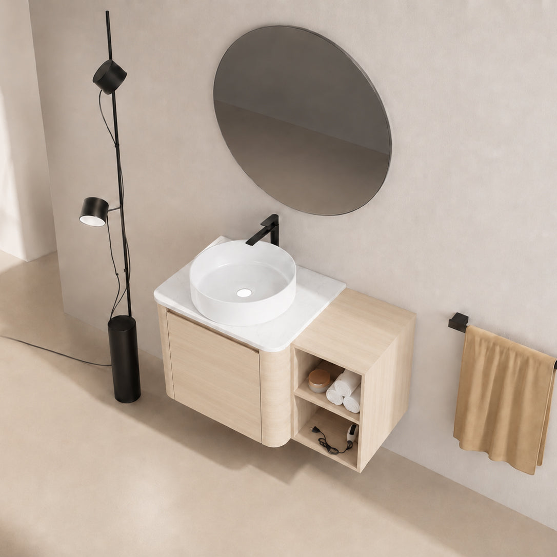 Curvo 24"/36"/48"/60" Floating Vanity with Ceramic Sink (RTA)