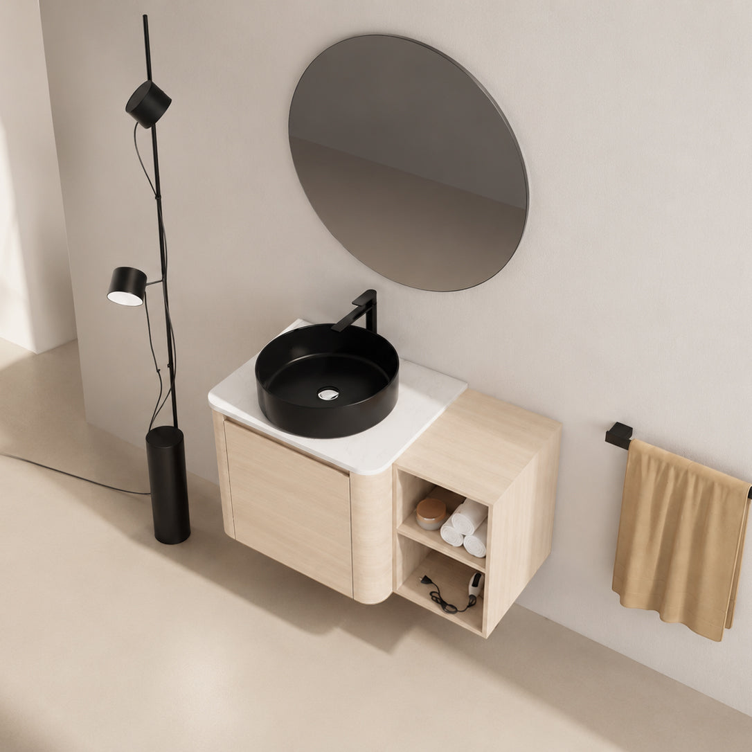 Curvo 24"/36"/48"/60" Floating Vanity with Ceramic Sink (RTA)