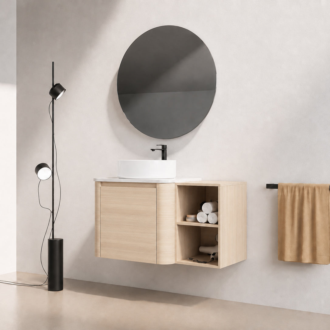 Curvo 24"/36"/48"/60" Floating Vanity with Ceramic Sink (RTA)