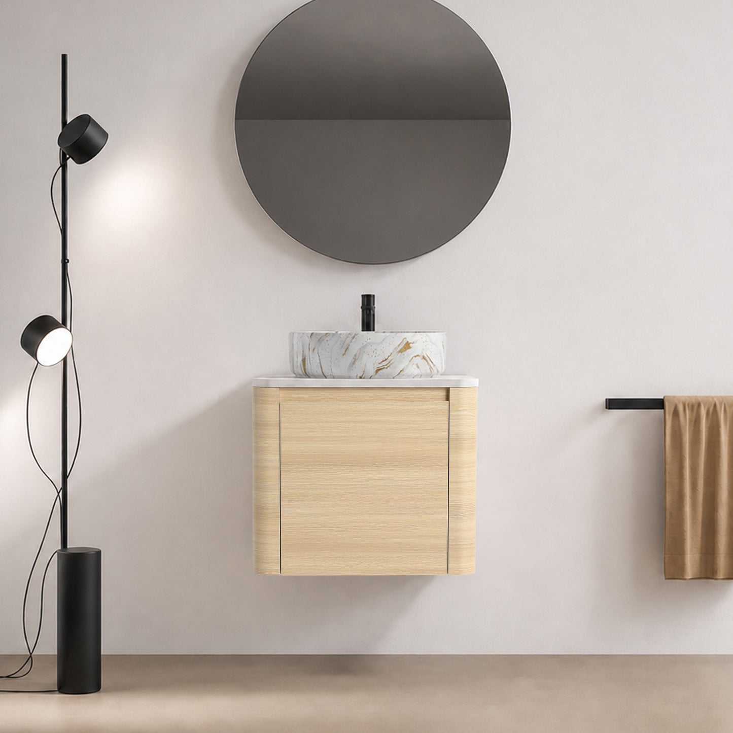 Curvo 24"/36"/48"/60" Floating Vanity with Ceramic Sink (RTA)