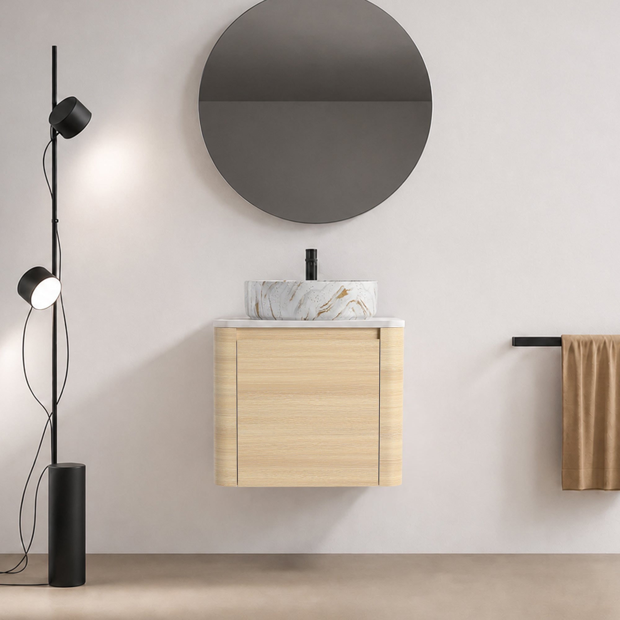 Curvo 24"/36"/48"/60" Floating Vanity with Ceramic Sink (RTA)