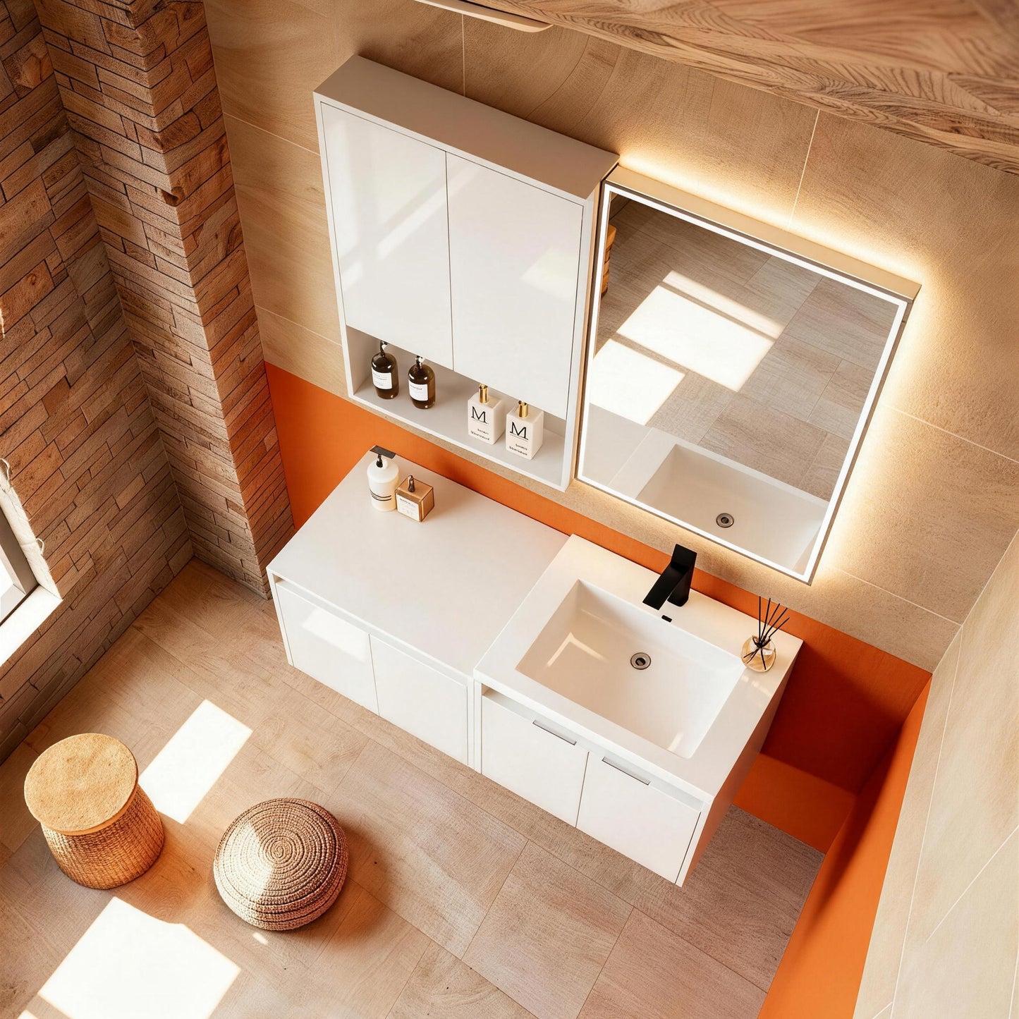 Cube 48" Floating Vanity with Wall Cabinet (RTA)