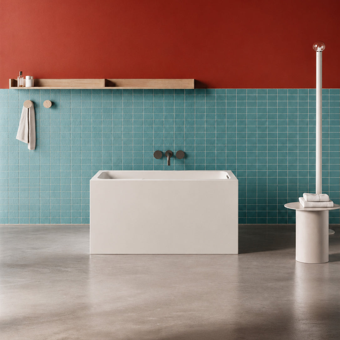 43" Acrylic Freestanding Bathtub with Built-in Seat