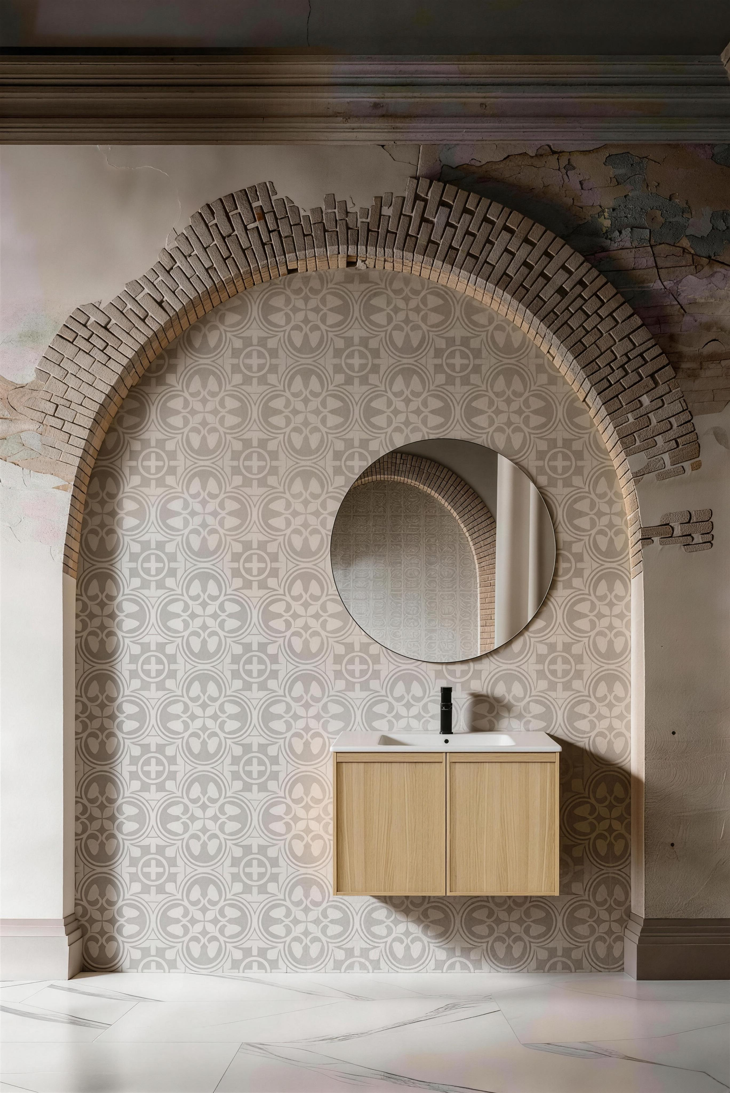 Light Oak Double Door Floating Bathroom Vanity