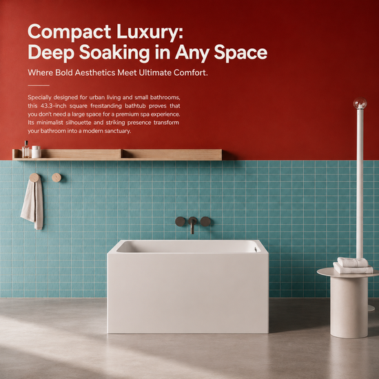 43" Acrylic Freestanding Bathtub with Built-in Seat