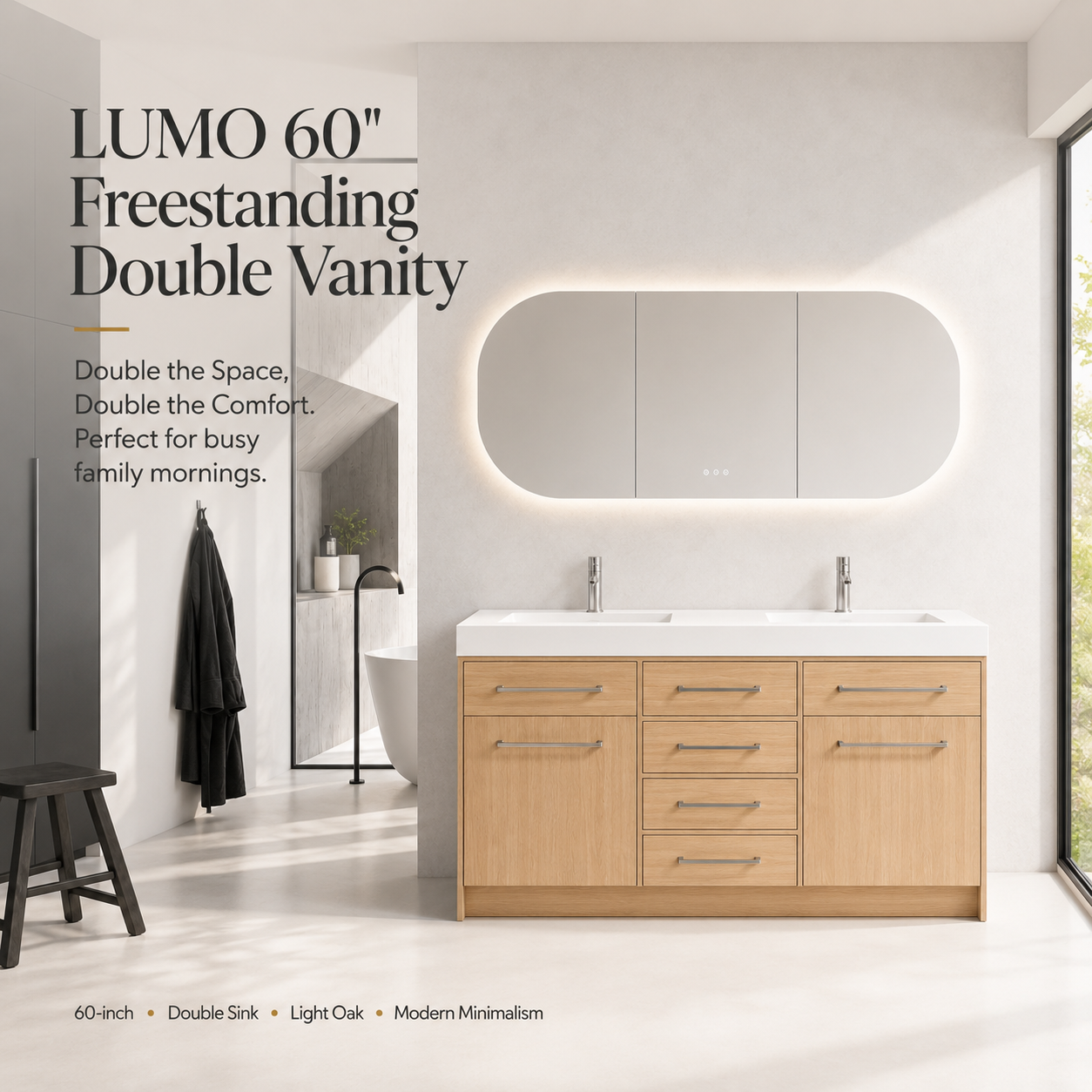LUMO 48"/60"/72" Freestanding Vanity (Assembled)