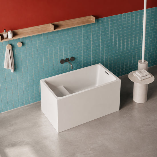 43" Acrylic Freestanding Bathtub with Built-in Seat