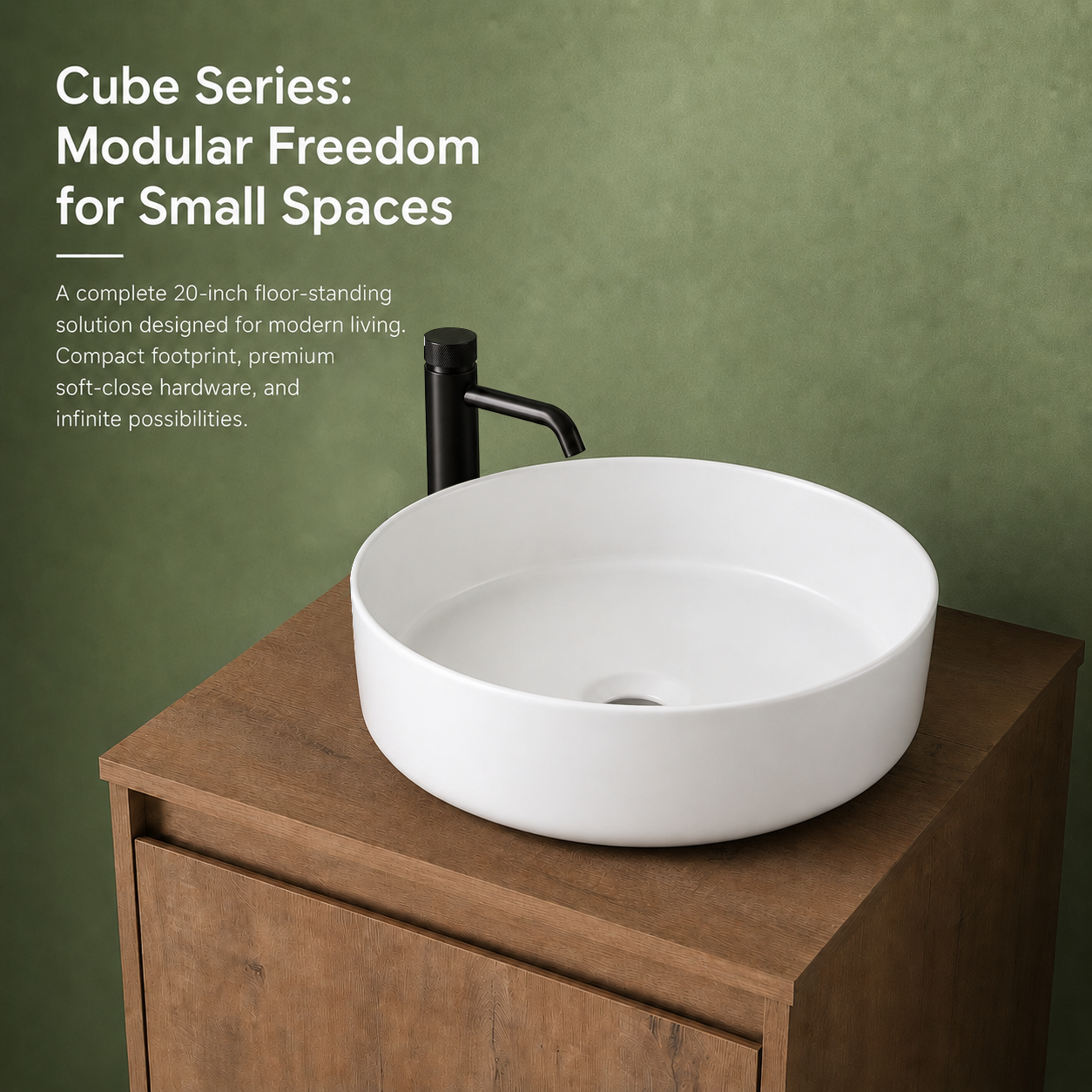 Cube Bathroom Cabinet— Mix & Match Freestanding Vanities, Side Cabinets & Top Cabinets (RTA)