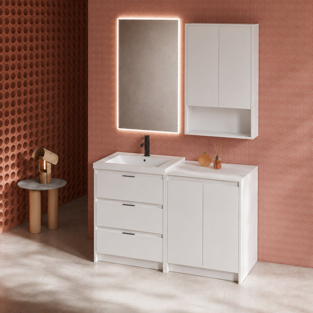 Cube 48" Freestanding Vanity with Wall Cabinet (RTA)