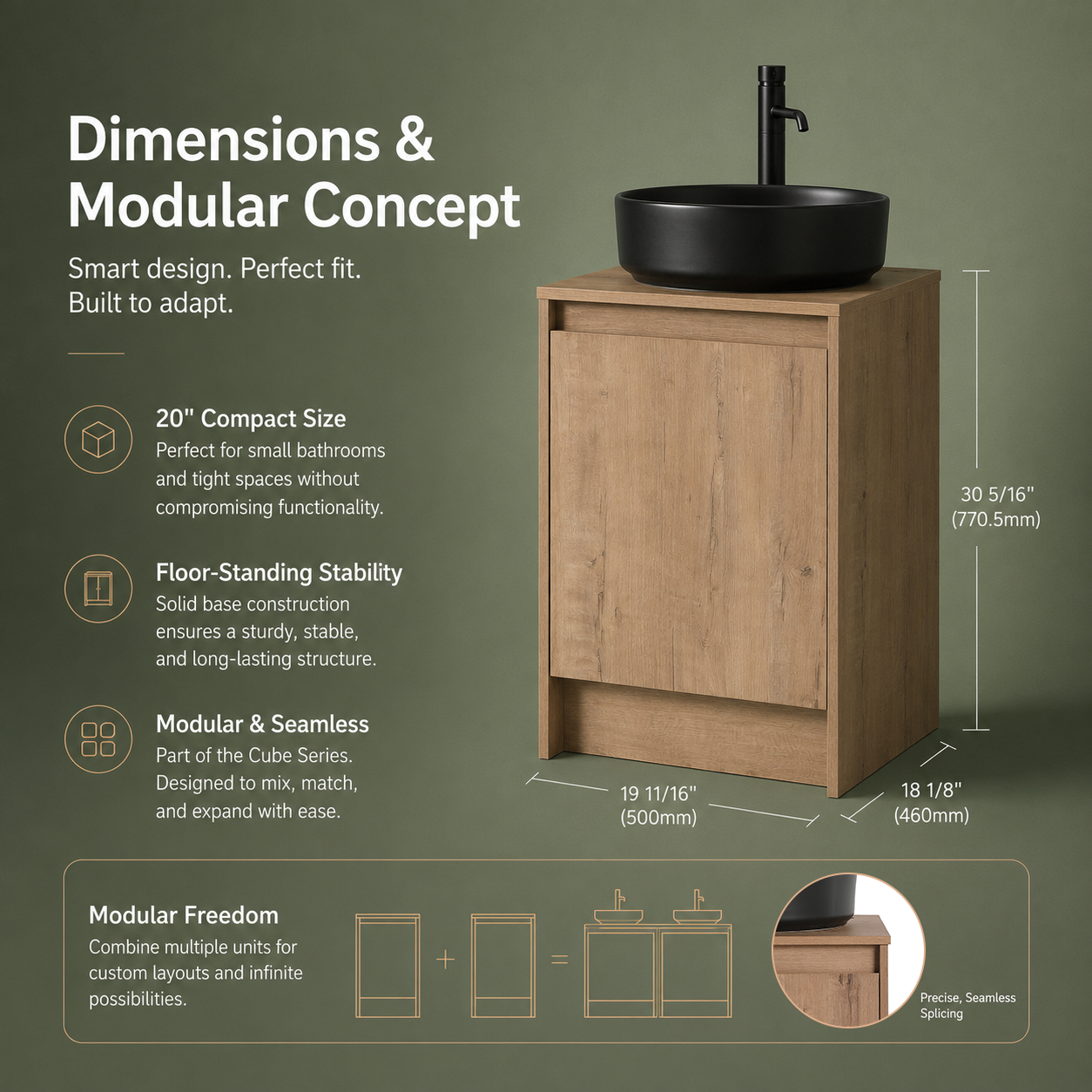 Cube Bathroom Cabinet— Mix & Match Freestanding Vanities, Side Cabinets & Top Cabinets (RTA)