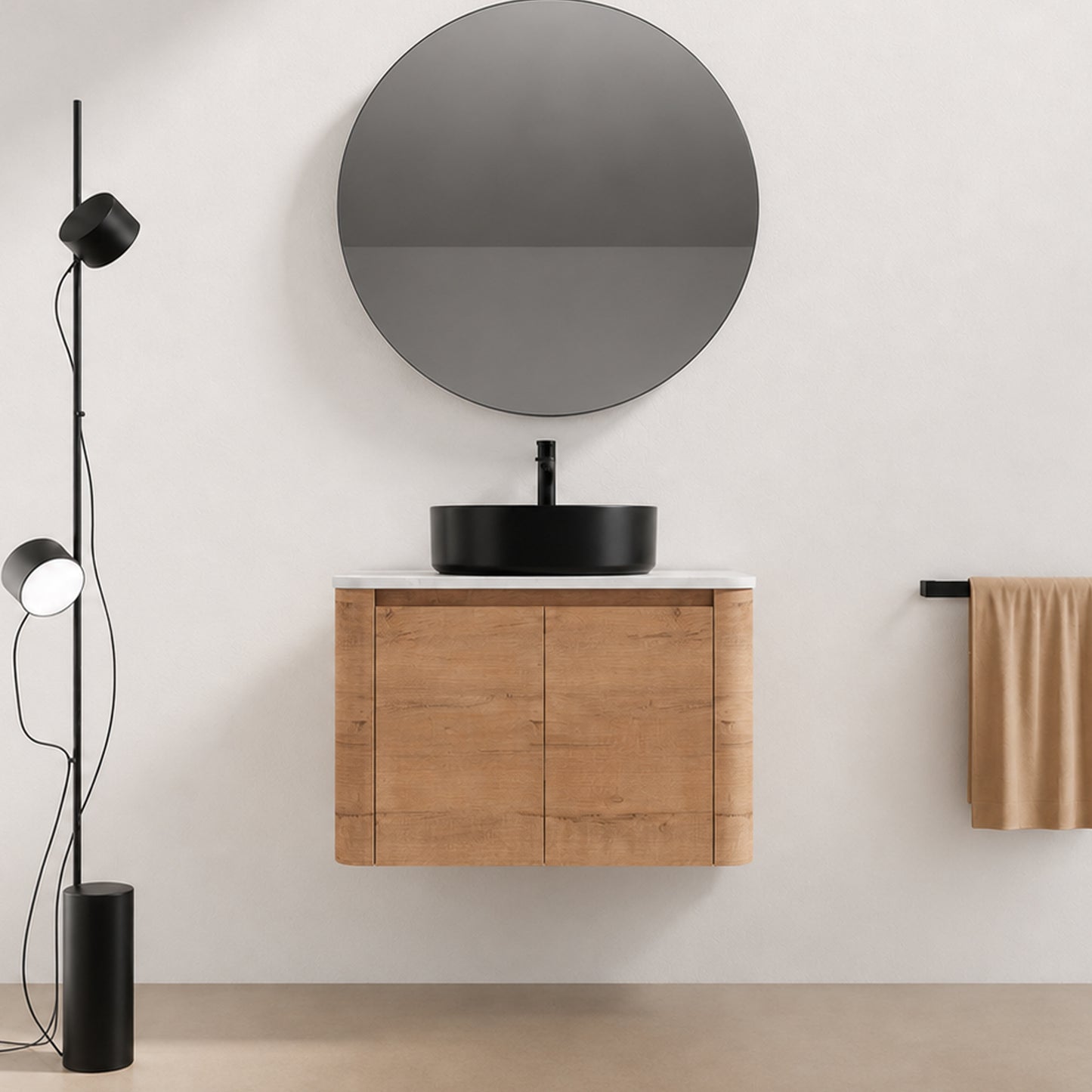 Curvo 30"-72" Floating Vanity System with 5 Ceramic Basin Colors (RTA)