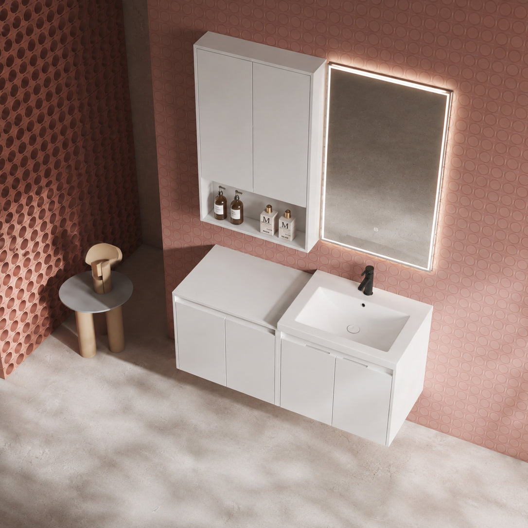 Cube 48" Floating Vanity with Wall Cabinet (RTA)