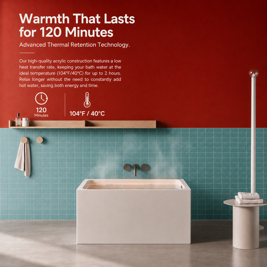 43" Acrylic Freestanding Bathtub with Built-in Seat