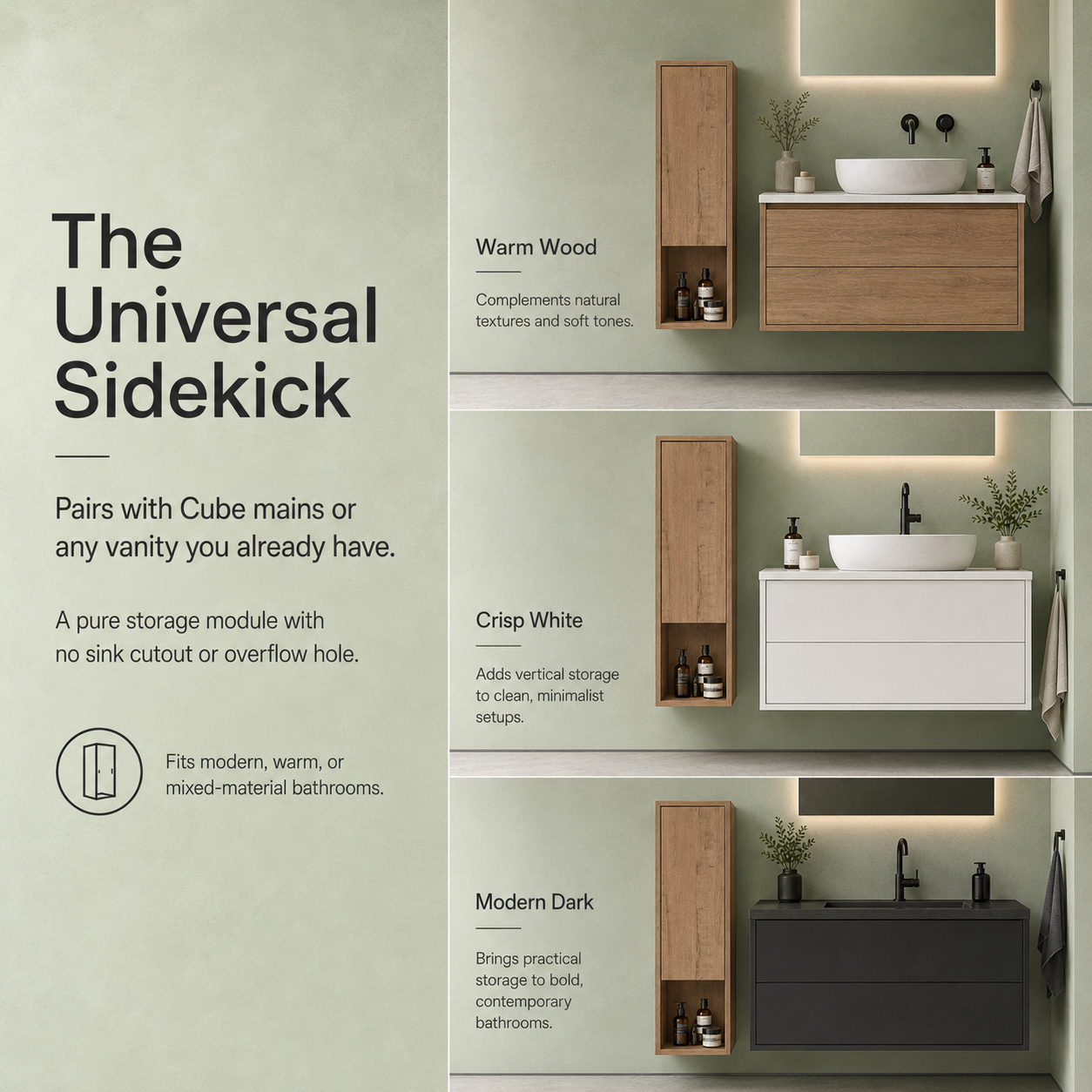 Cube Bathroom Cabinet— Mix & Match Wall-Mounted Vanities, Side Cabinets & Top Cabinets (RTA)
