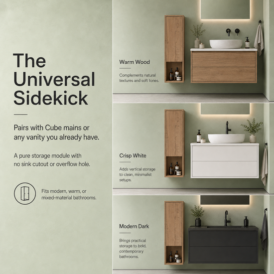 Cube Bathroom Cabinet— Mix & Match Freestanding Vanities, Side Cabinets & Top Cabinets (RTA)