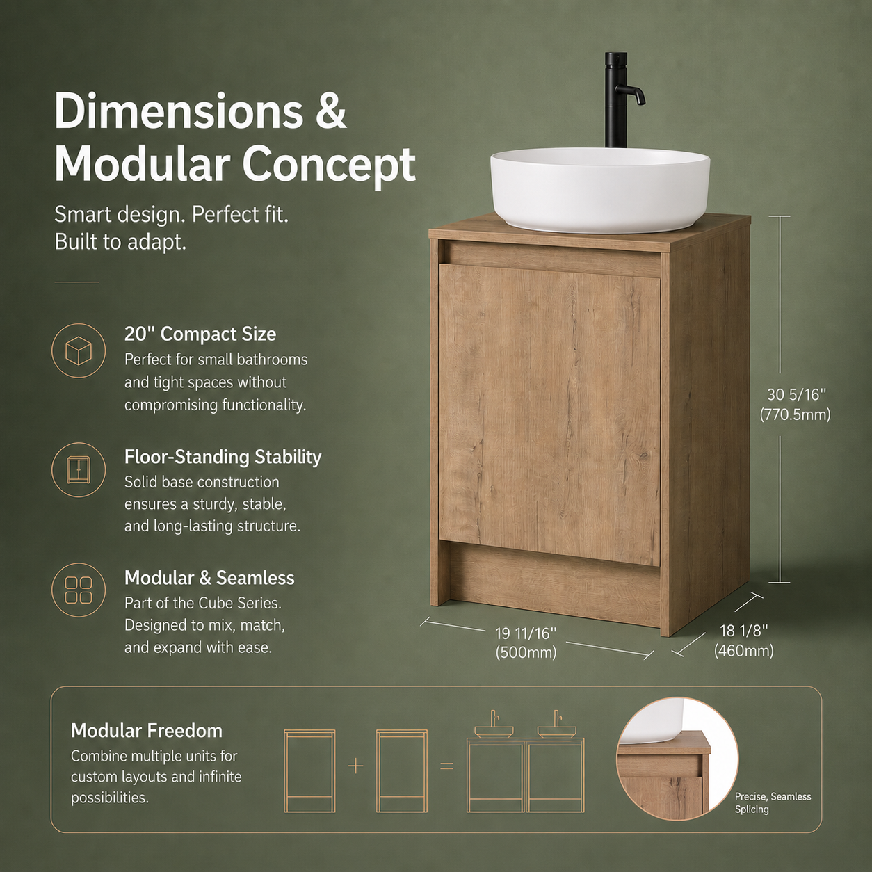 Cube Bathroom Cabinet— Mix & Match Freestanding Vanities, Side Cabinets & Top Cabinets (RTA)