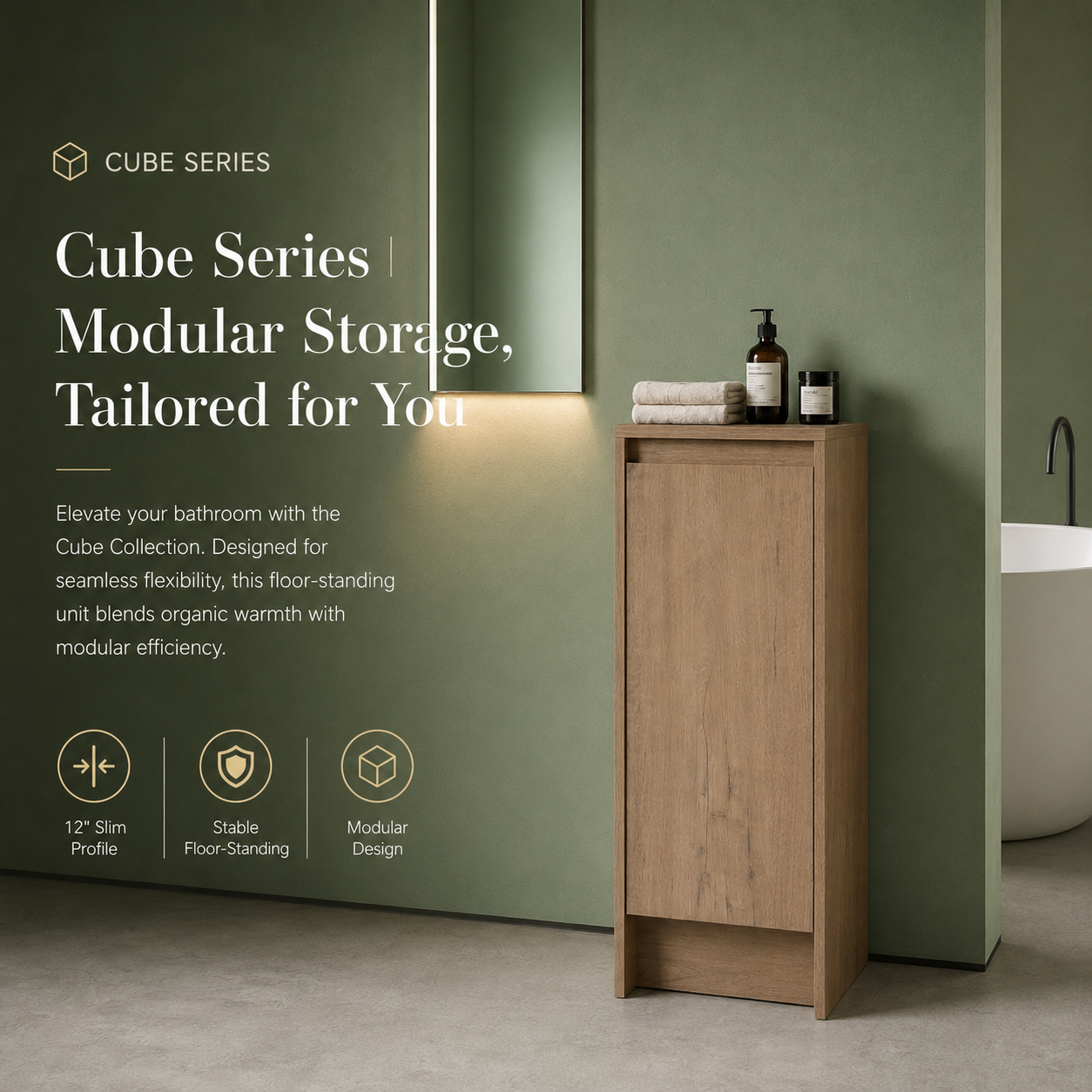Cube Bathroom Cabinet— Mix & Match Freestanding Vanities, Side Cabinets & Top Cabinets (RTA)