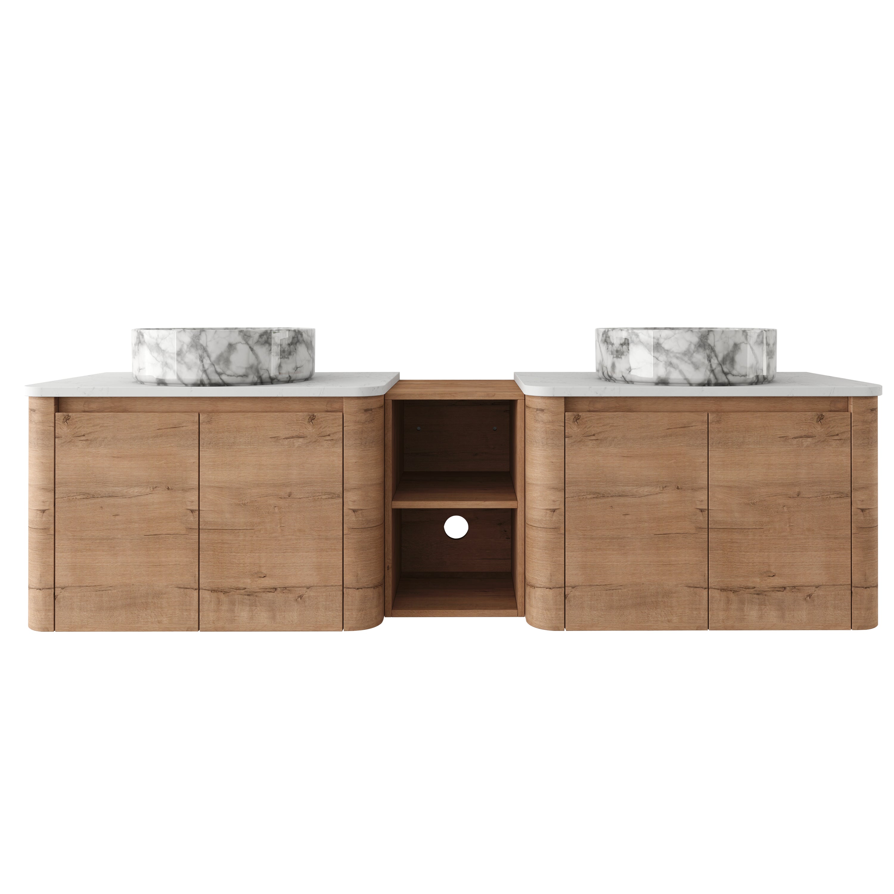 Curvo 30"-72" Floating Vanity System with 5 Ceramic Basin Colors (RTA)
