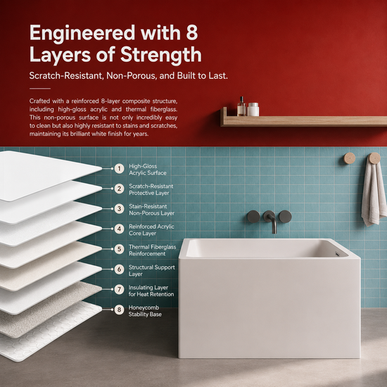 43" Acrylic Freestanding Bathtub with Built-in Seat