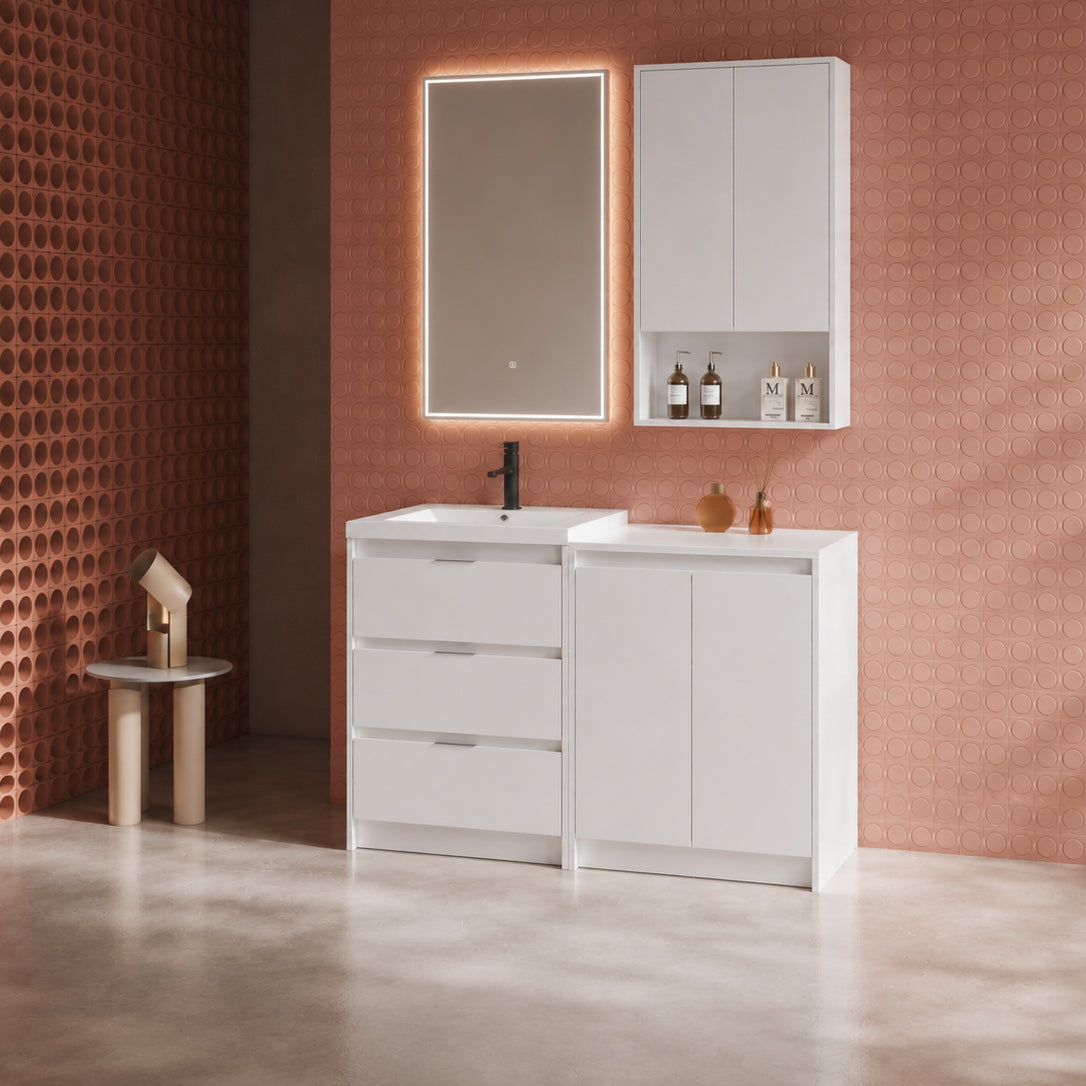 Cube 48" Freestanding Vanity with Wall Cabinet (RTA)