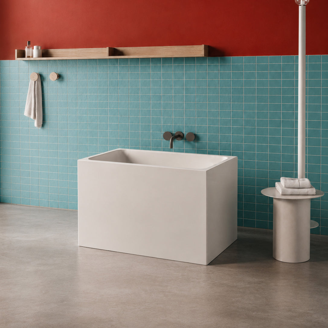 43" Acrylic Freestanding Bathtub with Built-in Seat