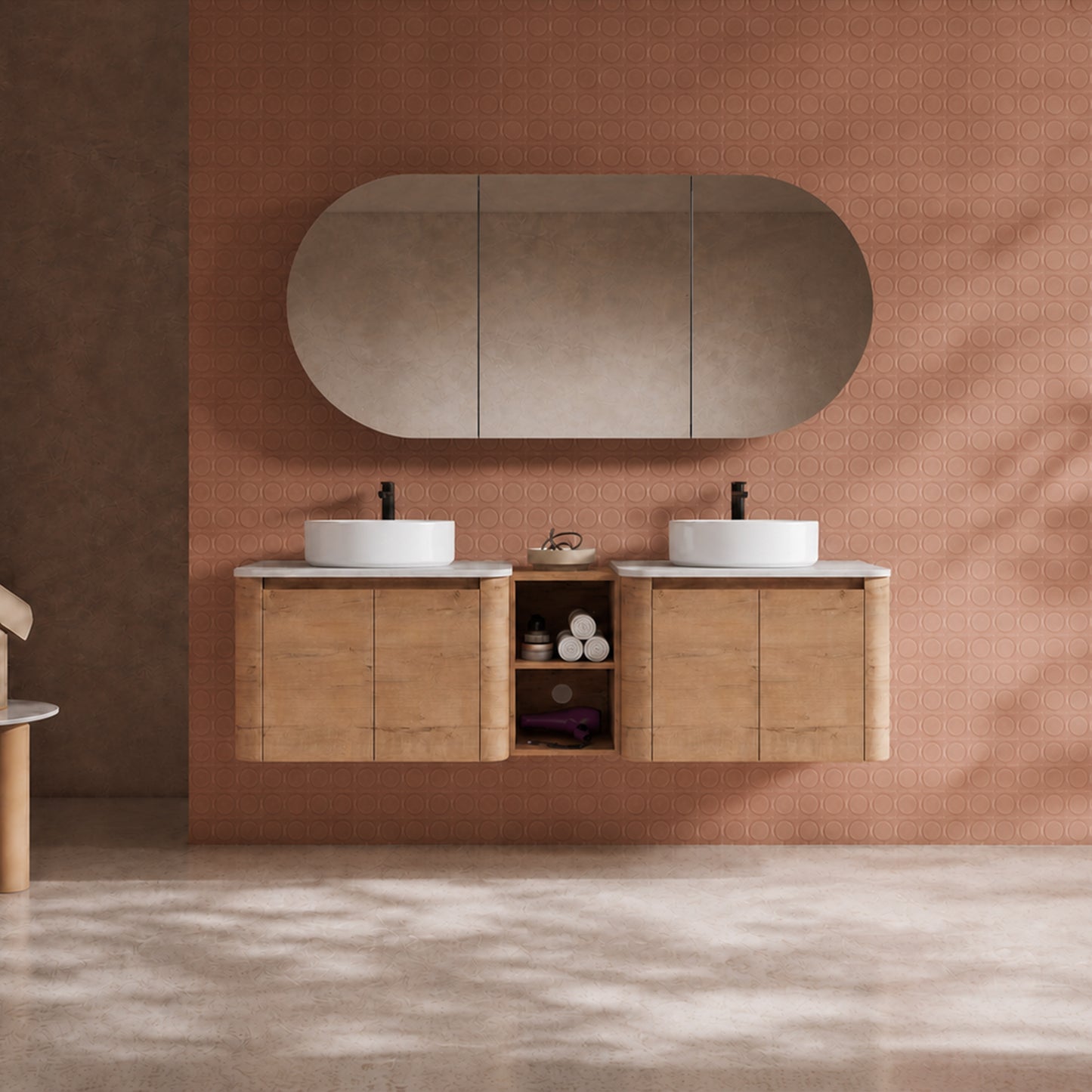Curvo 30"-72" Floating Vanity System with 5 Ceramic Basin Colors (RTA)