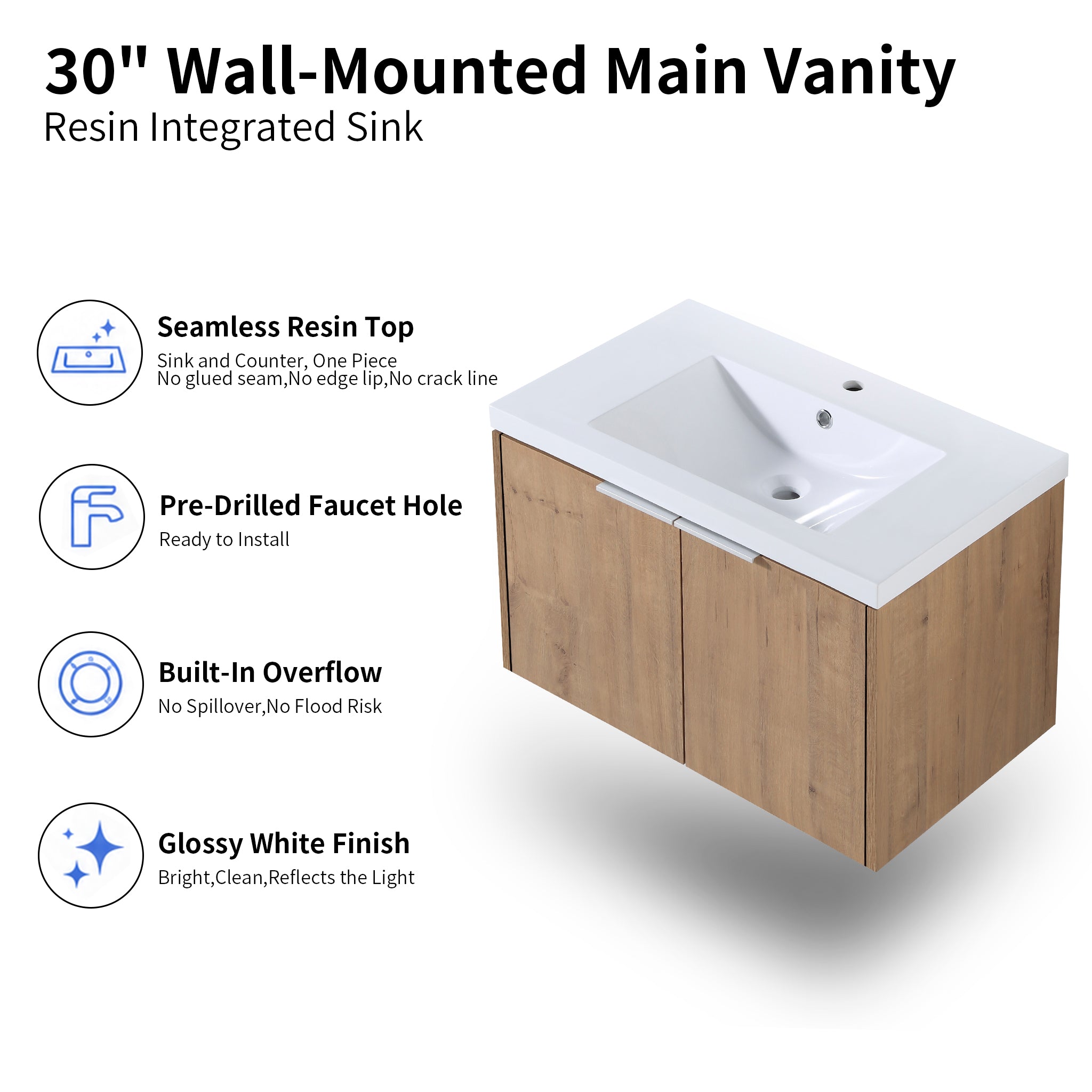 Unitas 24"/30"/36" Floating Vanity Set (RTA)