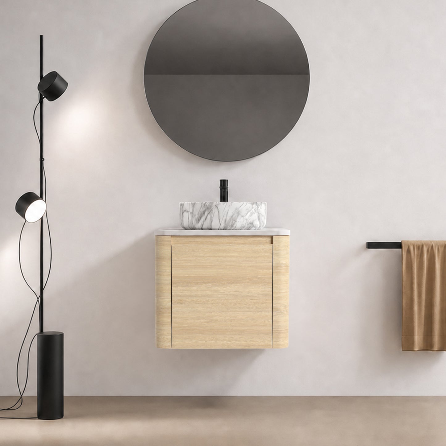 Curvo 24"/36"/48"/60" Floating Vanity with Ceramic Sink (RTA)