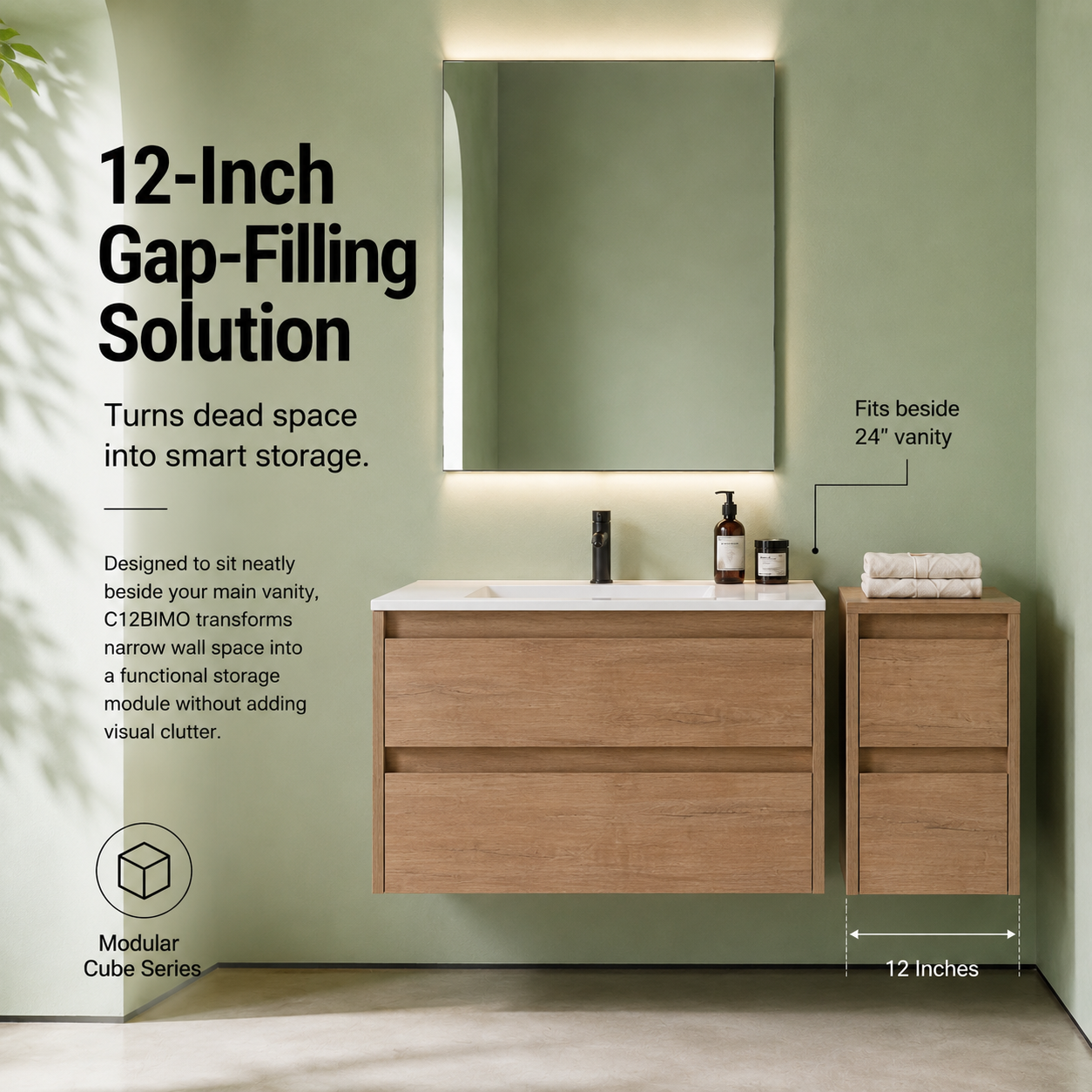 Cube Bathroom Cabinet— Mix & Match Wall-Mounted Vanities, Side Cabinets & Top Cabinets (RTA)