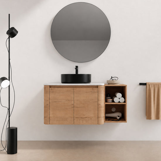 Curvo 30"-72" Floating Vanity System with 5 Ceramic Basin Colors (RTA)