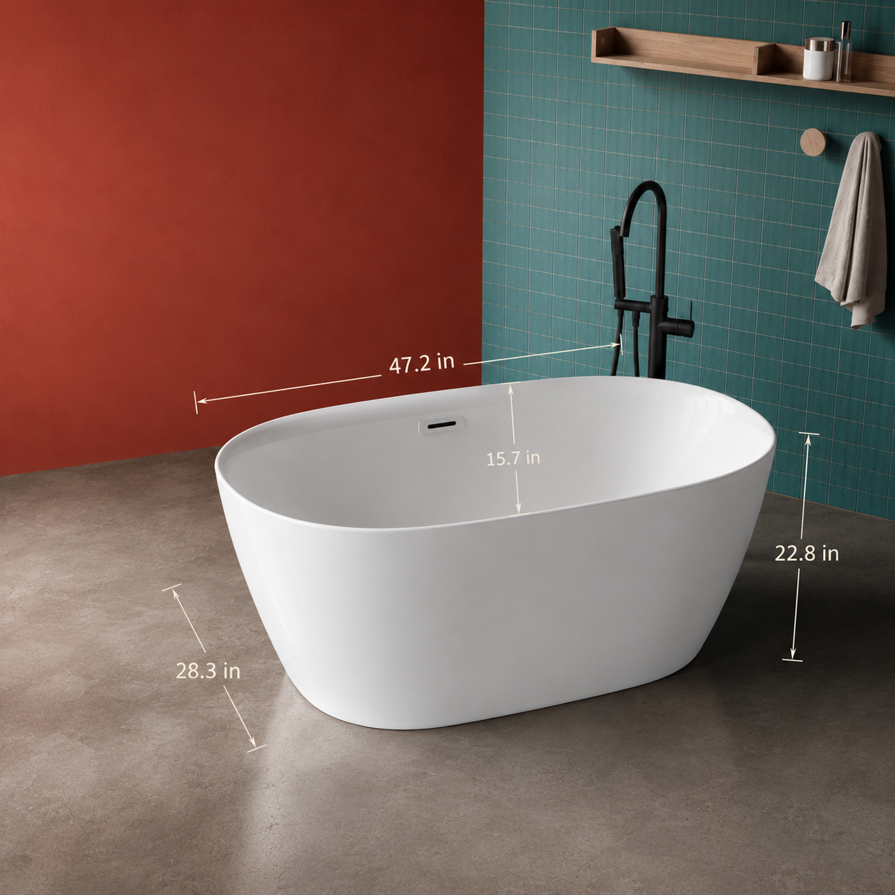 47" Acrylic Freestanding Bathtub