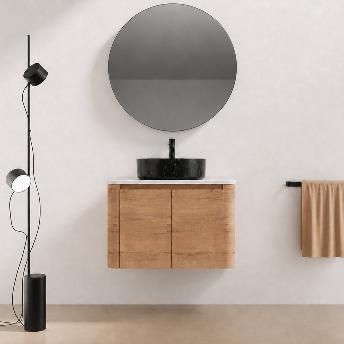 Curvo 30"-72" Floating Vanity System with 5 Ceramic Basin Colors (RTA)