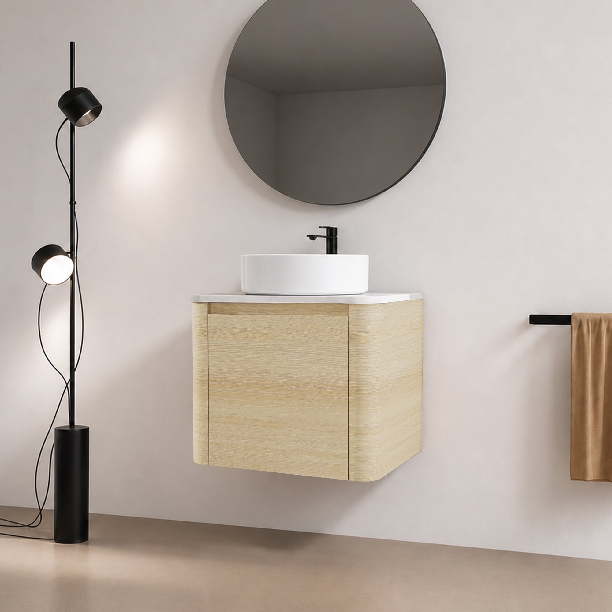 Curvo 24"/36"/48"/60" Floating Vanity with Ceramic Sink (RTA)