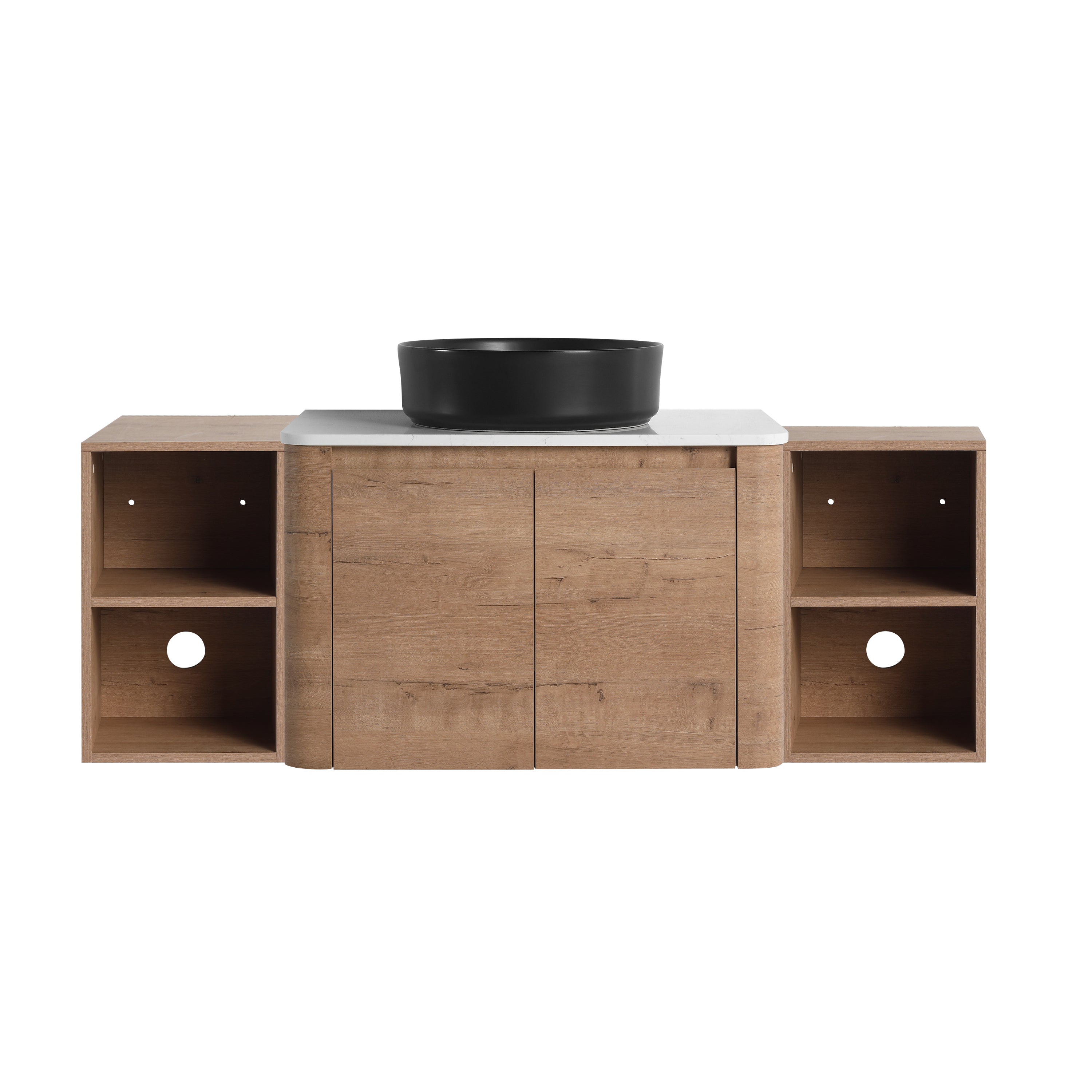Curvo 30"-72" Floating Vanity System with 5 Ceramic Basin Colors (RTA)