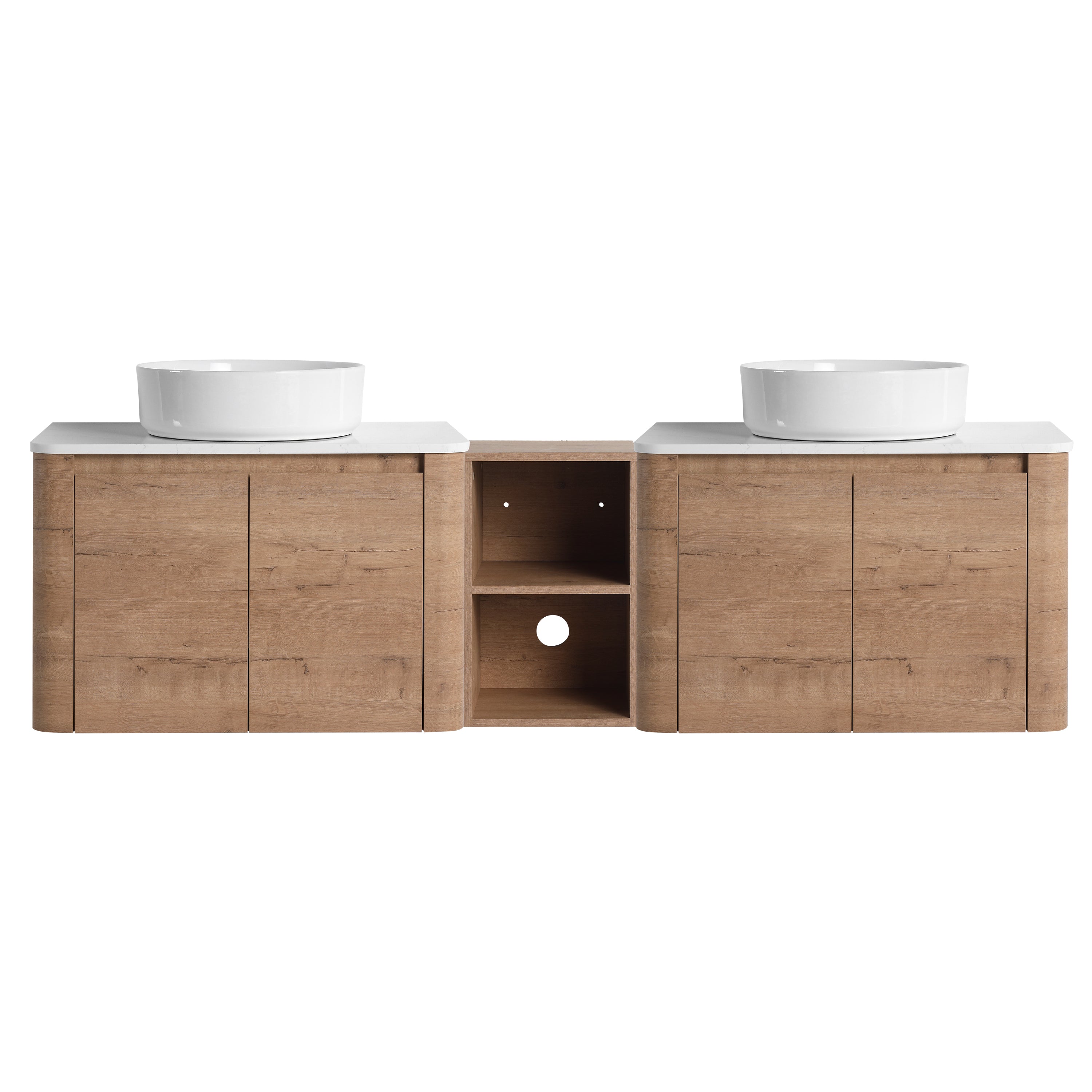 Curvo 30"-72" Floating Vanity System with 5 Ceramic Basin Colors (RTA)