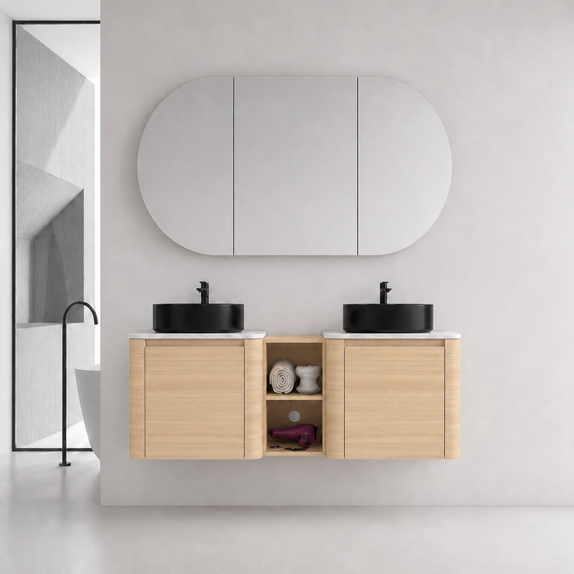 Curvo 24"/36"/48"/60" Floating Vanity with Ceramic Sink (RTA)