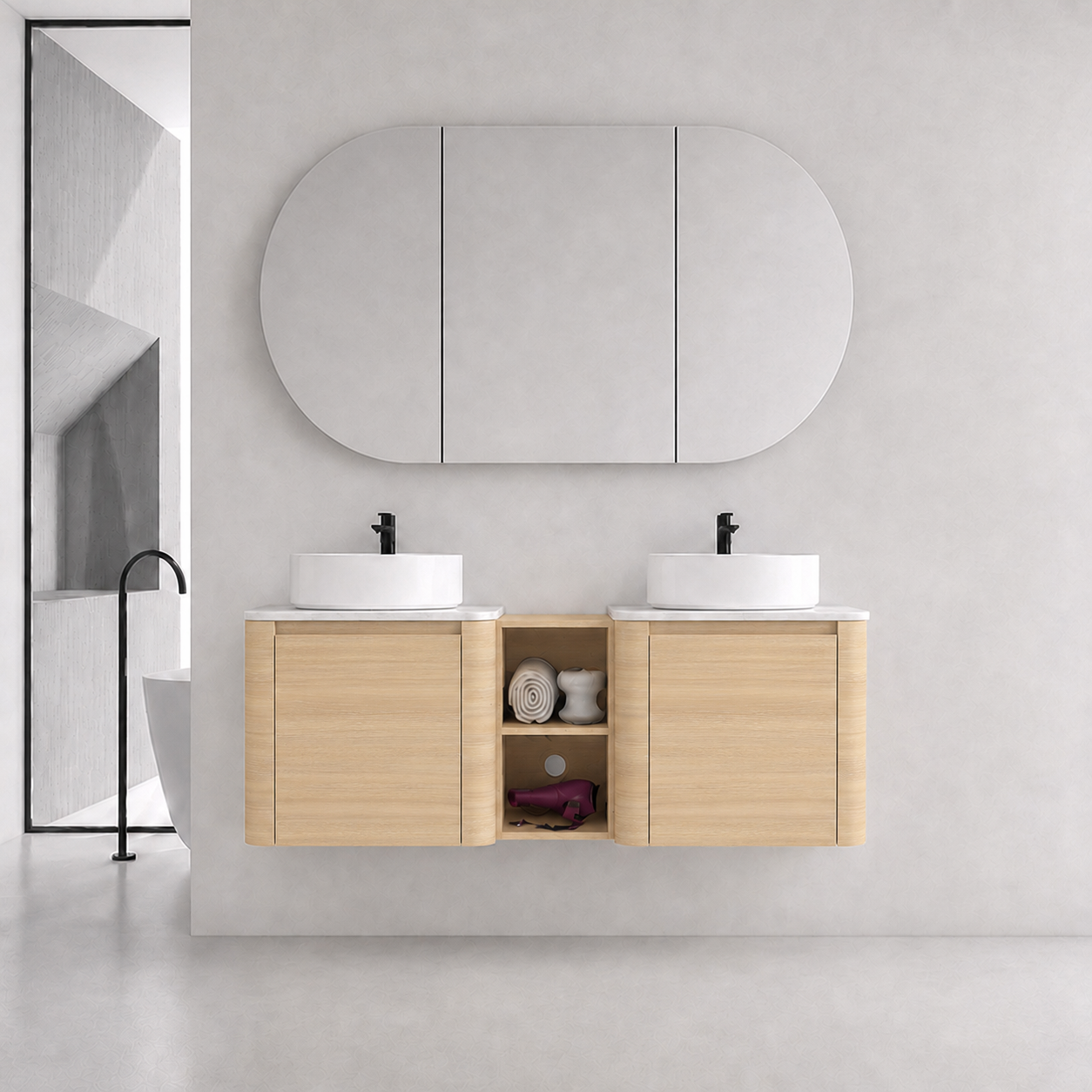 Curvo 24"/36"/48"/60" Floating Vanity with Ceramic Sink (RTA)