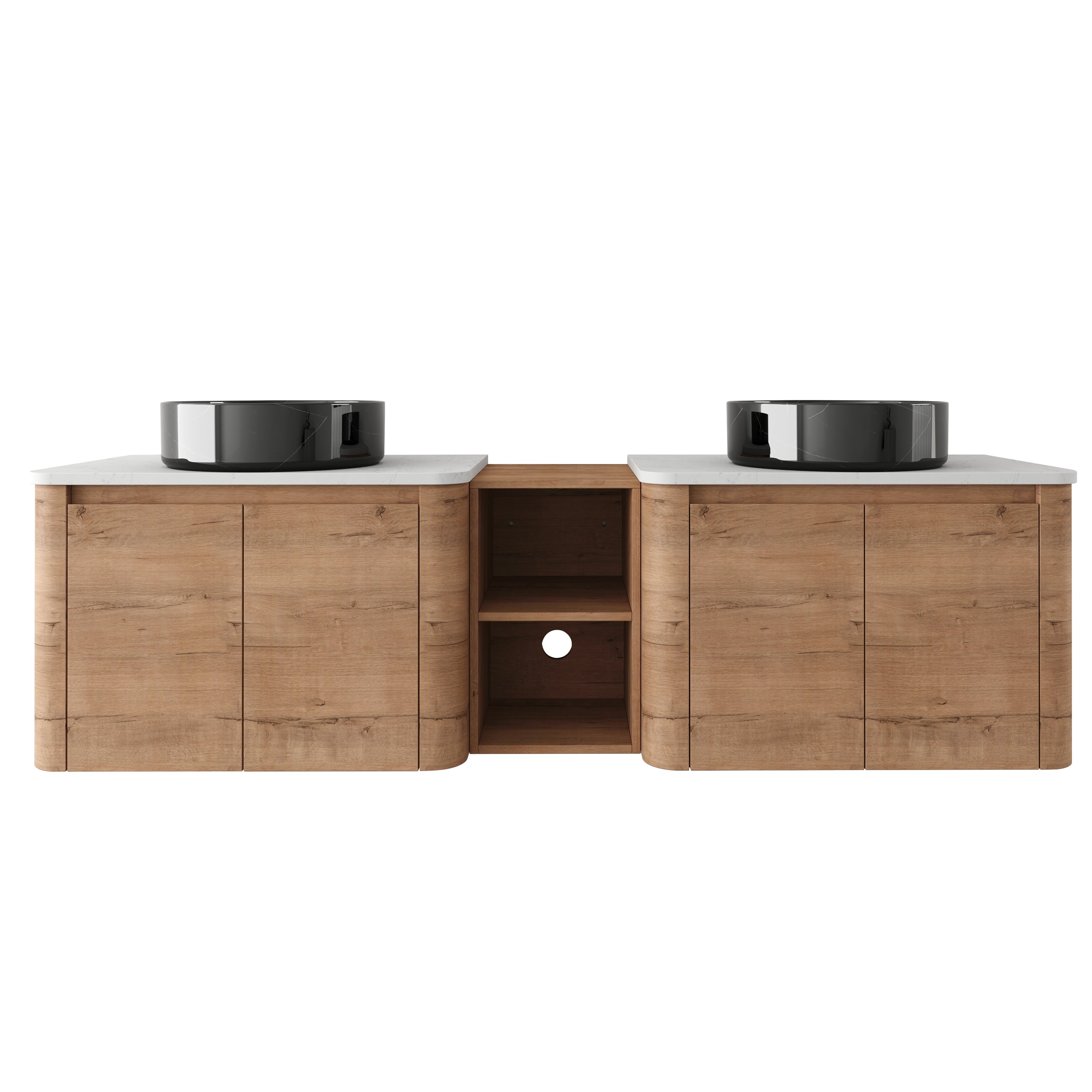 Curvo 30"-72" Floating Vanity System with 5 Ceramic Basin Colors (RTA)